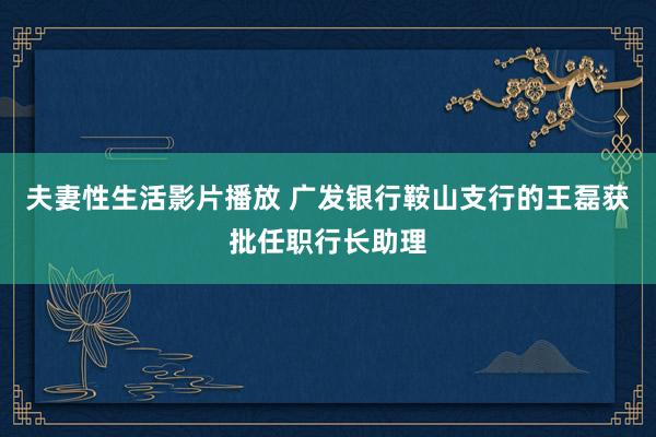 夫妻性生活影片播放 广发银行鞍山支行的王磊获批任职行长助理