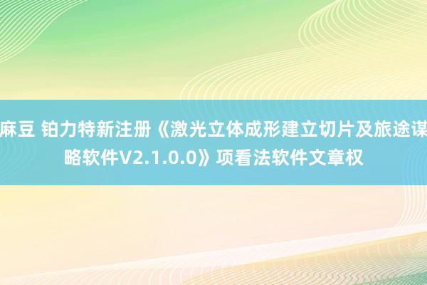 麻豆 铂力特新注册《激光立体成形建立切片及旅途谋略软件V2.1.0.0》项看法软件文章权