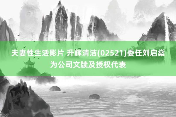 夫妻性生活影片 升辉清洁(02521)委任刘启燊为公司文牍及授权代表