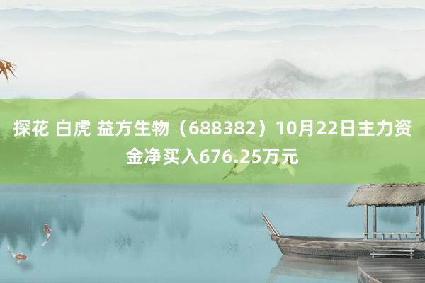 探花 白虎 益方生物（688382）10月22日主力资金净买入676.25万元