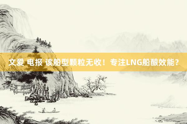 文爱 电报 该船型颗粒无收！专注LNG船酿效能？