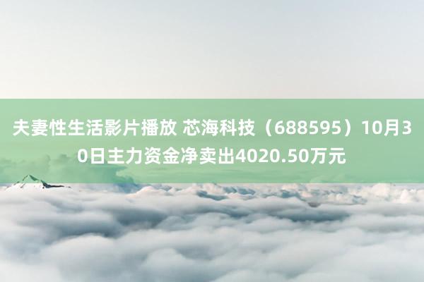 夫妻性生活影片播放 芯海科技（688595）10月30日主力资金净卖出4020.50万元