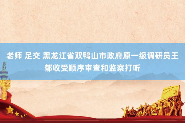 老师 足交 黑龙江省双鸭山市政府原一级调研员王郁收受顺序审查和监察打听