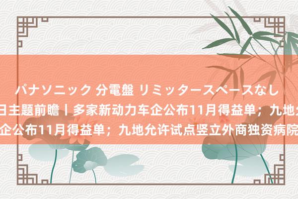 パナソニック 分電盤 リミッタースペースなし 露出・半埋込両用形 明日主题前瞻丨多家新动力车企公布11月得益单；九地允许试点竖立外商独资病院