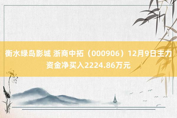 衡水绿岛影城 浙商中拓（000906）12月9日主力资金净买入2224.86万元