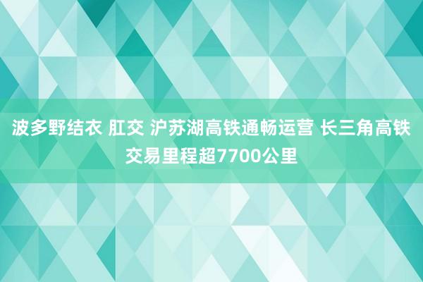 波多野结衣 肛交 沪苏湖高铁通畅运营 长三角高铁交易里程超7700公里