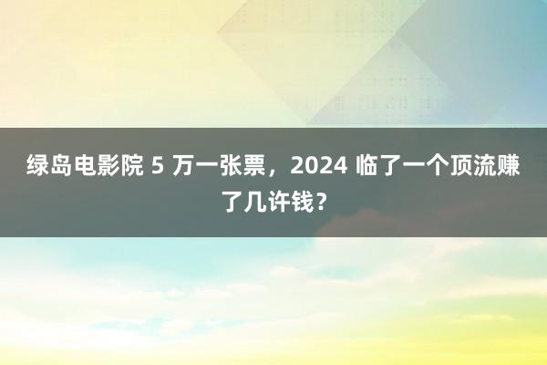 绿岛电影院 5 万一张票，2024 临了一个顶流赚了几许钱？