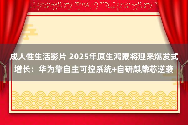 成人性生活影片 2025年原生鸿蒙将迎来爆发式增长：华为靠自主可控系统+自研麒麟芯逆袭