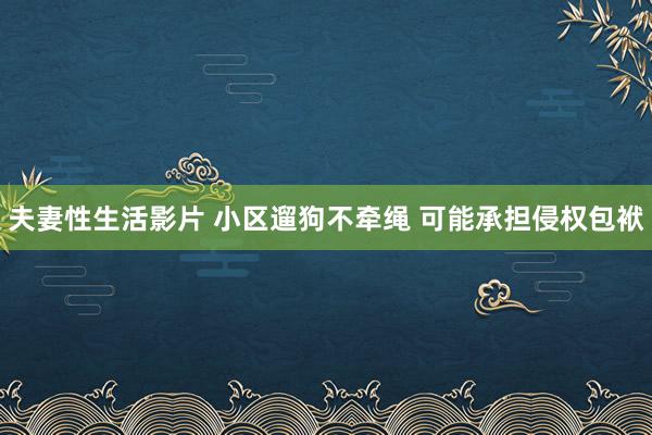 夫妻性生活影片 小区遛狗不牵绳 可能承担侵权包袱