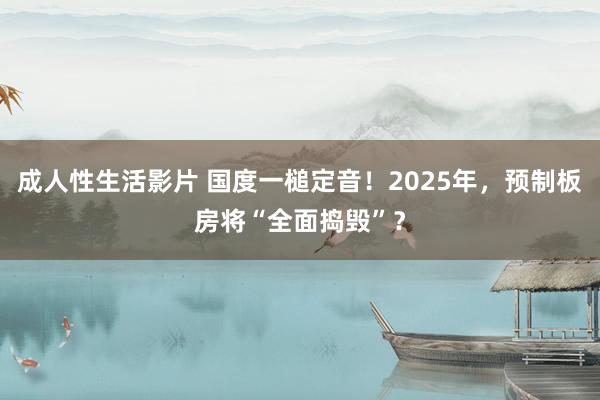 成人性生活影片 国度一槌定音！2025年，预制板房将“全面捣毁”？