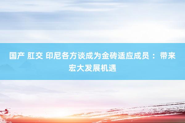 国产 肛交 印尼各方谈成为金砖适应成员 ：带来宏大发展机遇